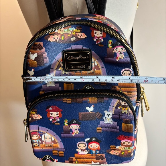 LOUNGEFLY DISNEY Mini Backpack with Pirates Of The Caribbean Cartoon Style Print - Picture 4 of 12